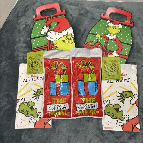 McDonald's Other - Mcdonald’s Grinch Meal 2 Unopened Socks Boxes Grinch Salt Shaker Bags 2025
